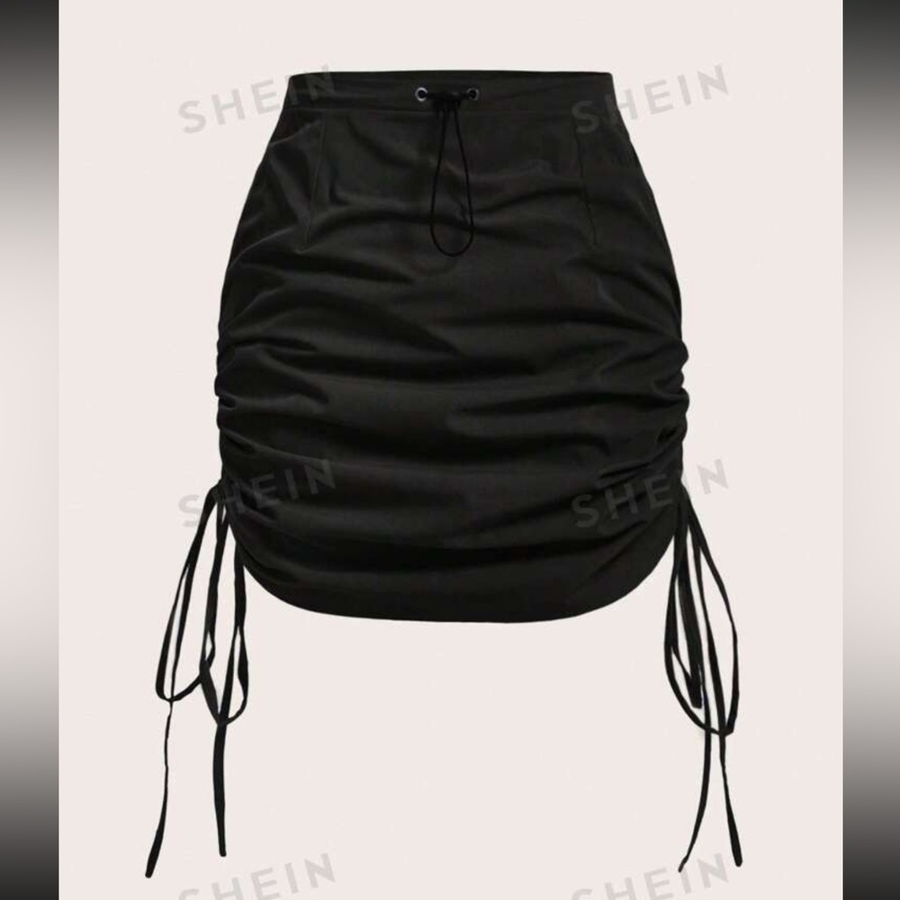 Plus Gorpcore Drawstring Waist Ruched Tie Side Skirt